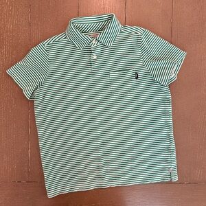 Vineyard Vines Big Boys Short-Sleeve Green Stripe Pique  Polo • Size M (12-14)